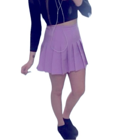 Lilac Purple Tennis Skort Skirt With Box Pleated Side Zip Tennis Preppy Trendy - Picture 4 of 13